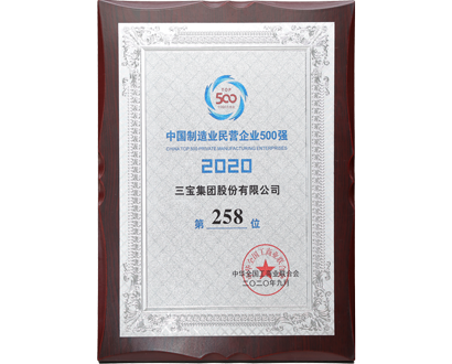 中国制造业民营企业500强258位